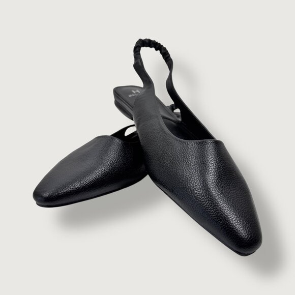 H By Halston | 10 | Pointed Toe Slingback Flats | Black | Classic | Minimalist - Picture 1 of 16